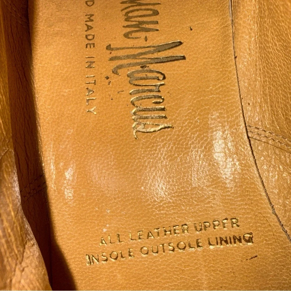 NEIMAN MARCUS brown lace up ankle boots leather made in Italy 9.5
